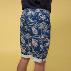 Saulieu Cotton Shorts - Blue/Ecru - Men