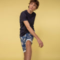Saulieu Cotton Shorts - Blue/Ecru - Men