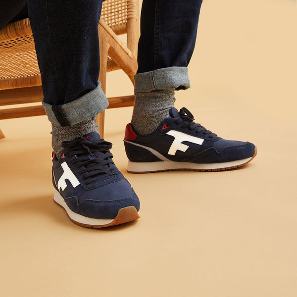 Navy Blue Running Shoes in Recycled Polyester & PU - Elm Model - Unisex