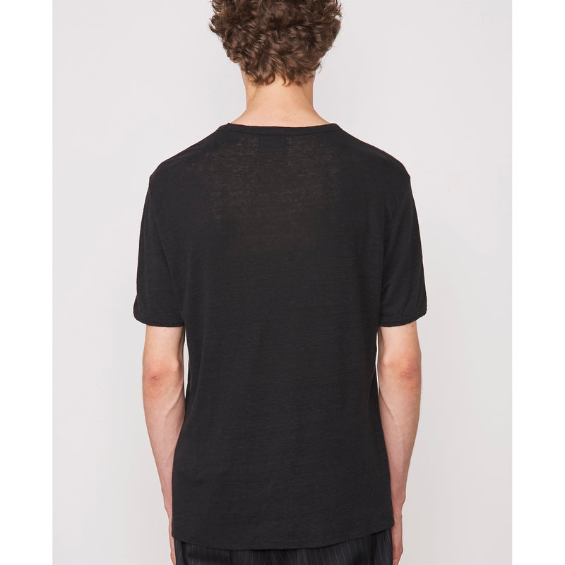 Tee Shirt Ss Tee Piece Dyed French Linen - Black