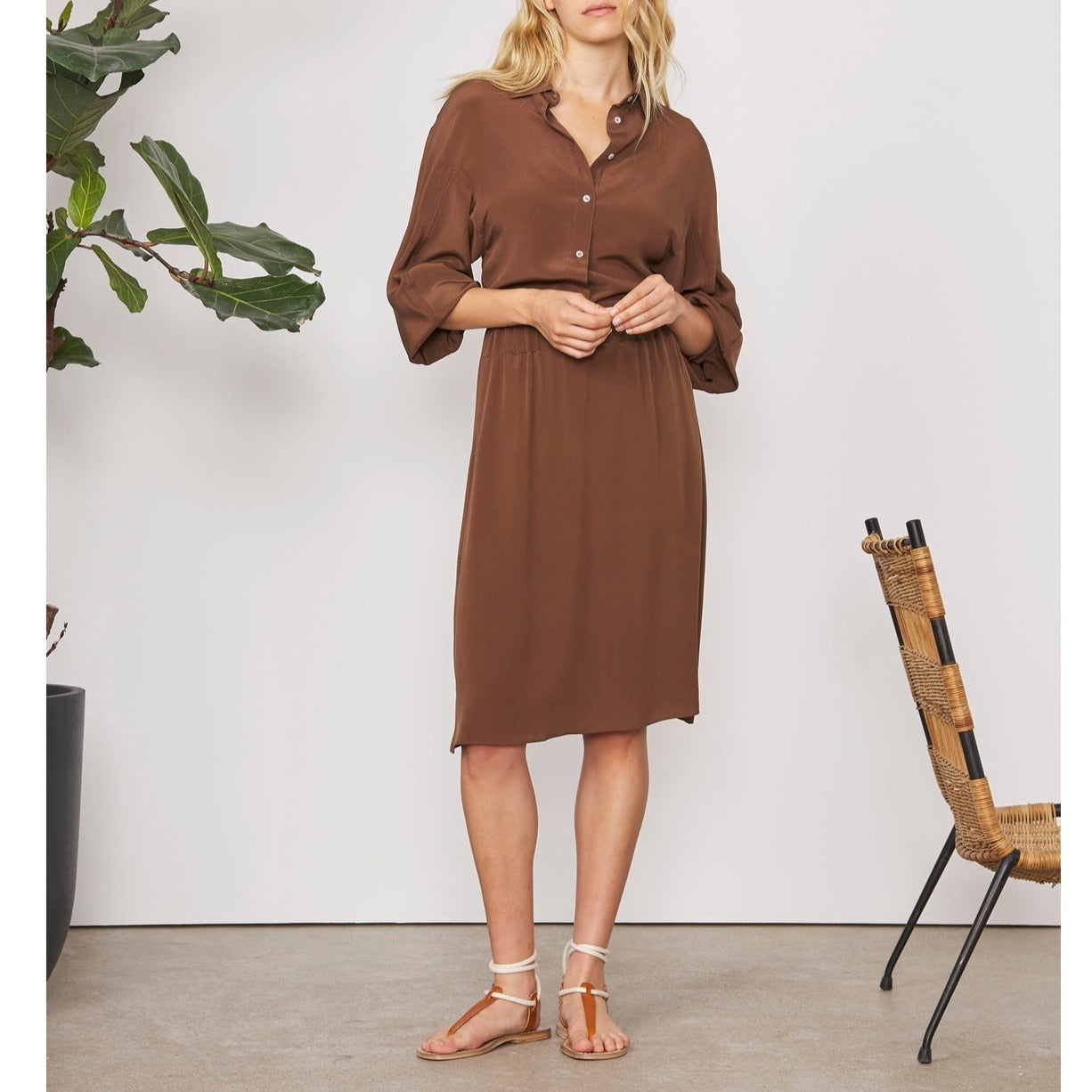 Skirt Marlene Skt Piece Dye Fr Silk - Brown