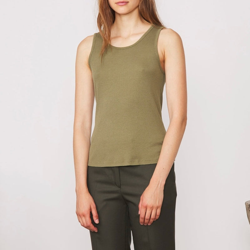 Tee Shirt Tatiana Rib Gmt Dye Co Lyocell - Burnt Olive