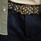 Khaki & Ecru Braided Classic Belt - Men
