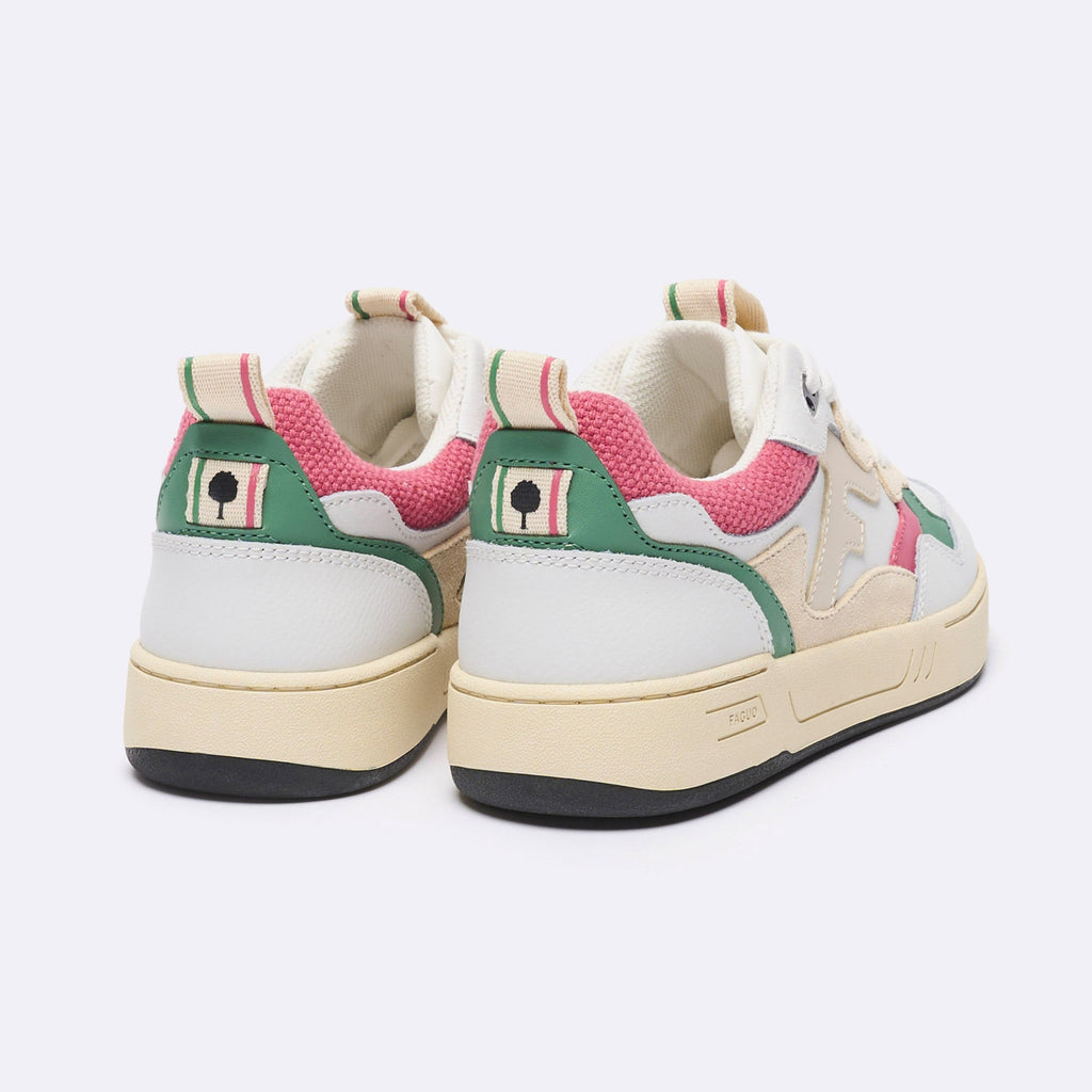 White, Green & Pink Dahlia Low Top Sneakers - Women