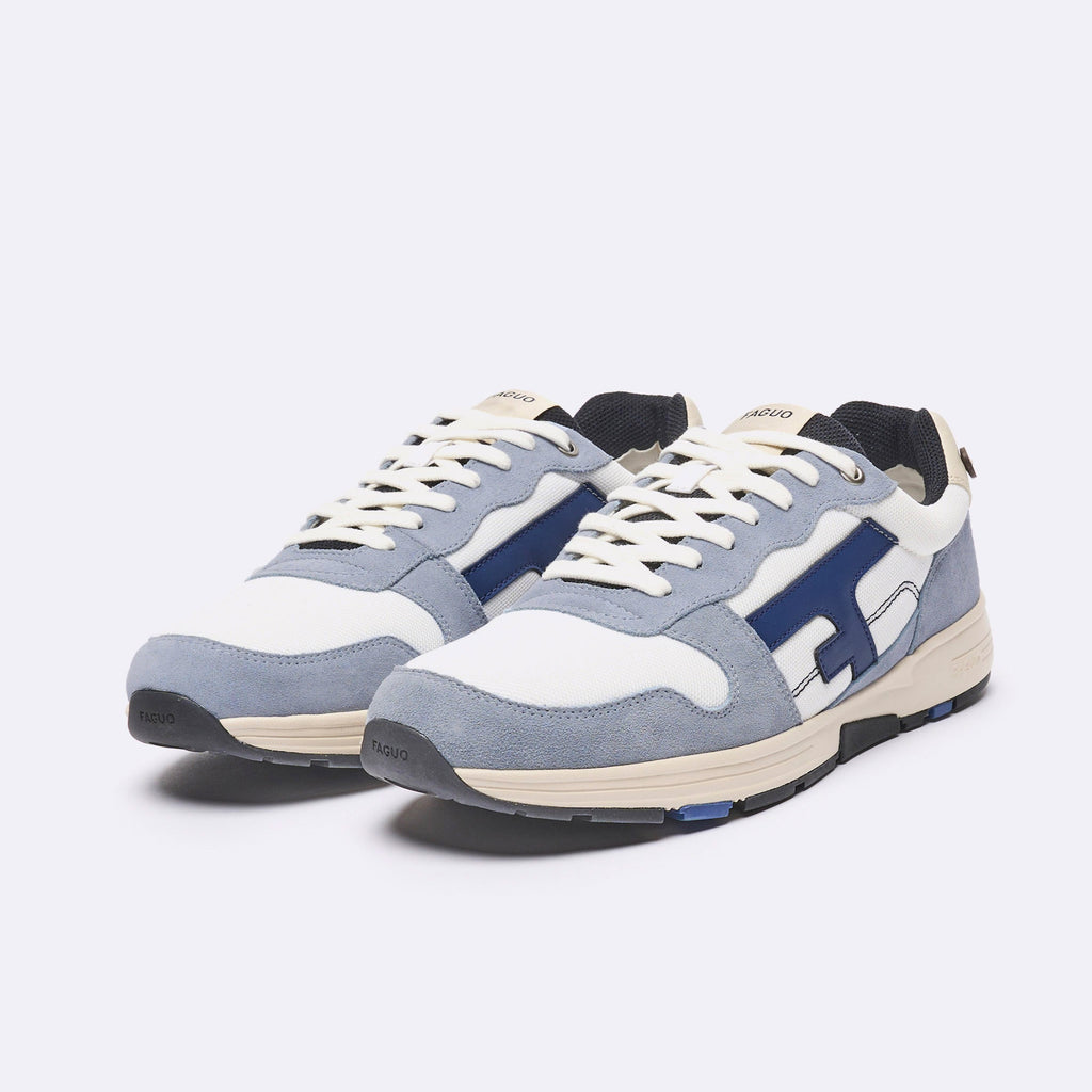 White & Blue Running Shoes Olive - Men