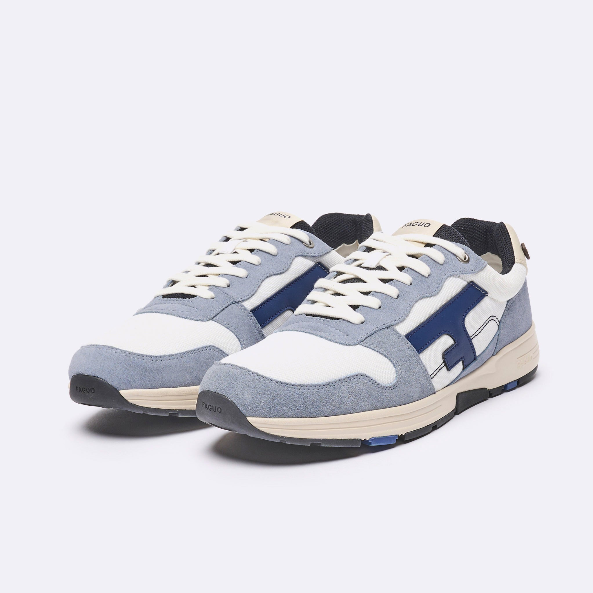 White & Blue Running Shoes Olive - Men