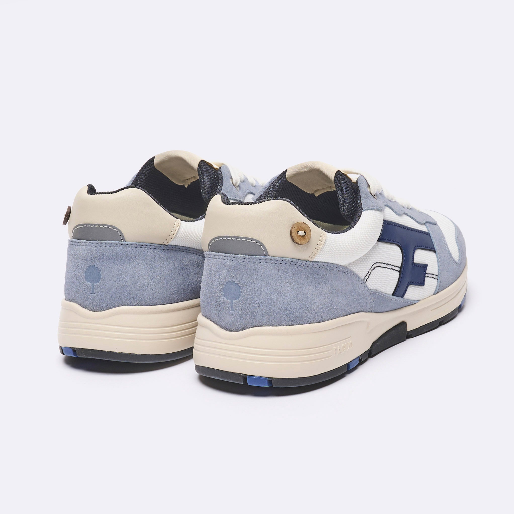 White & Blue Running Shoes Olive - Men