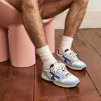 White & Blue Running Shoes Olive - Men