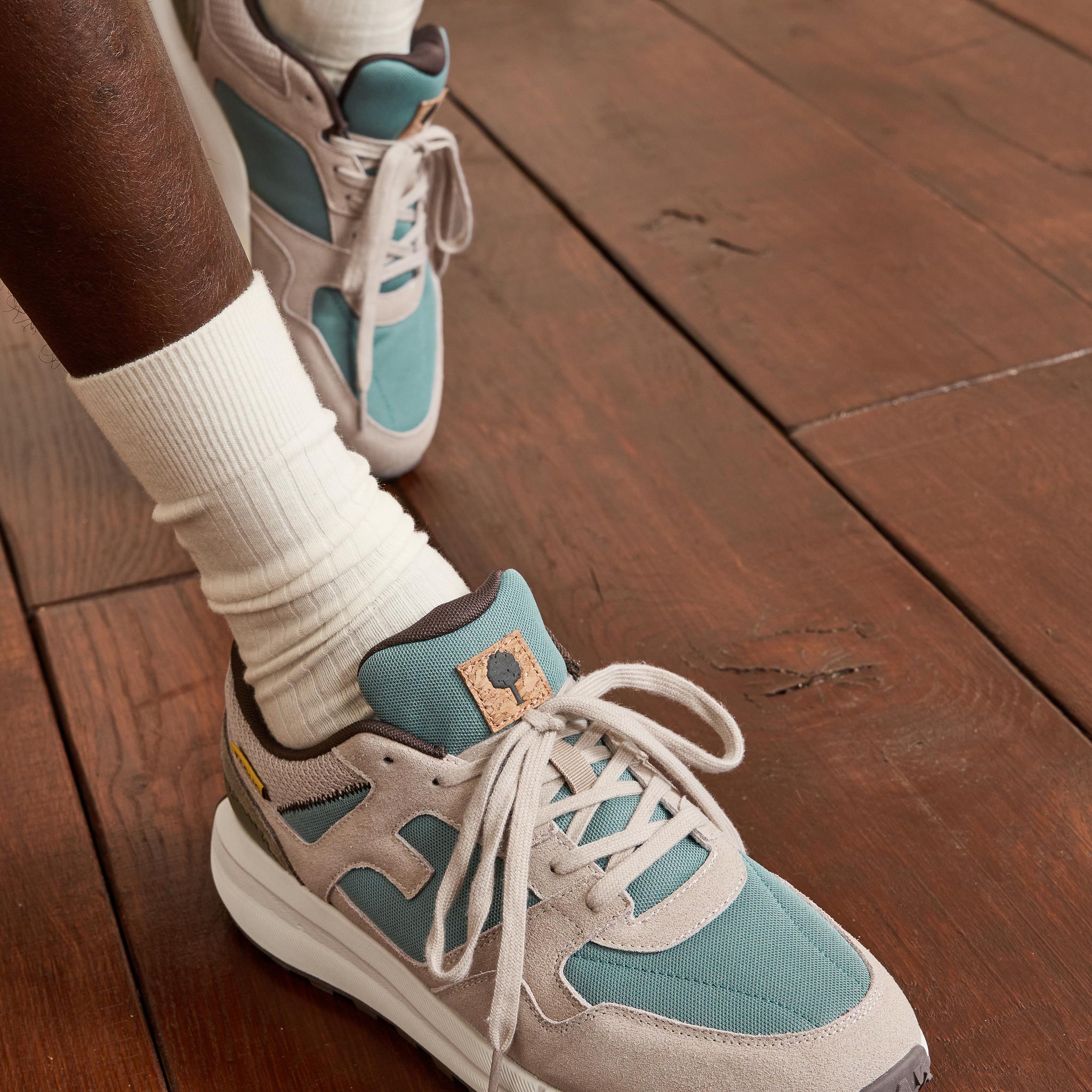 Beige & Light Blue Limwood Running Shoes - Men