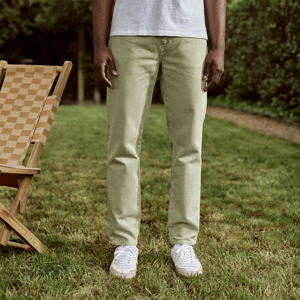 Light Khaki Tapered Denim Jeans - Men