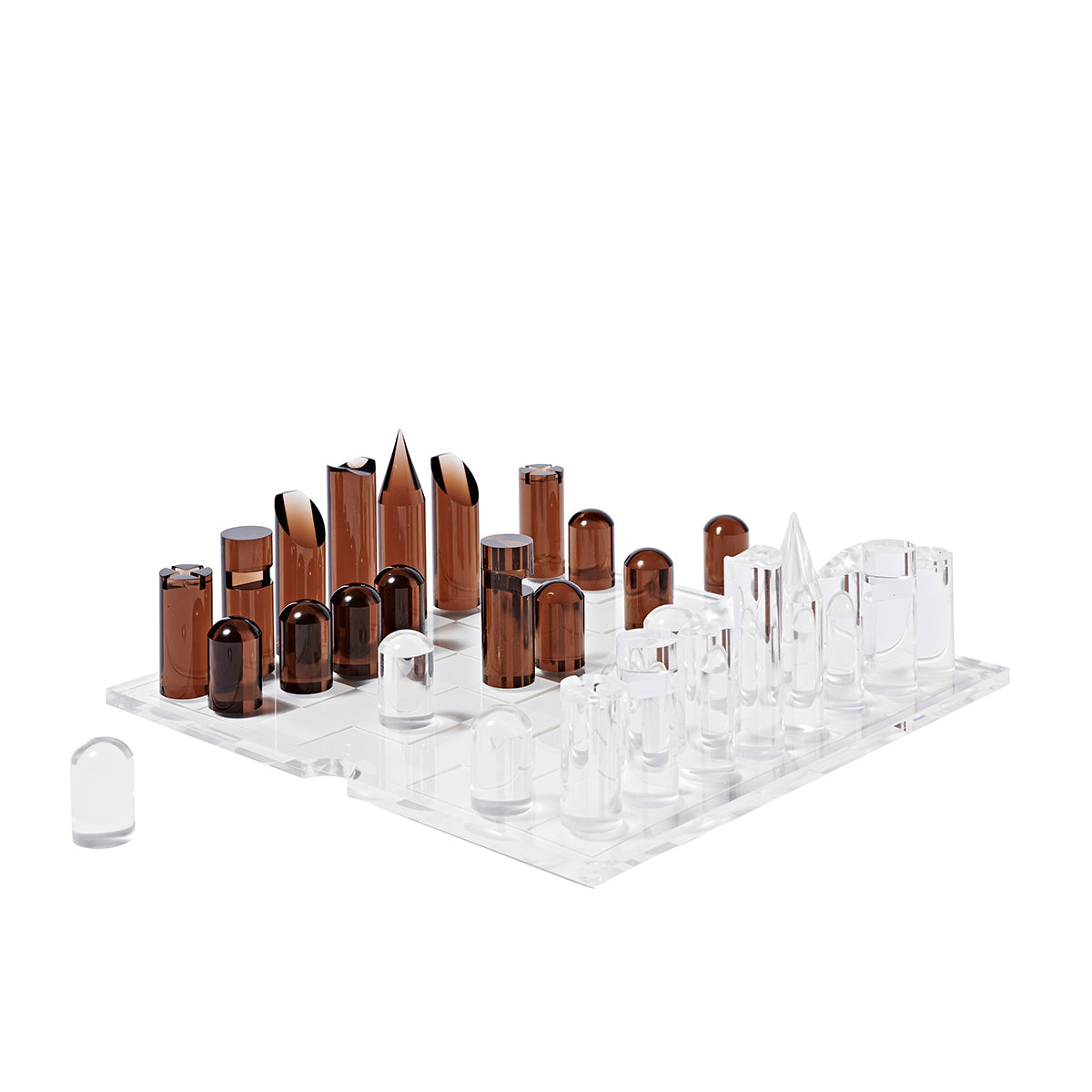 Juego de damas y ajedrez Crystal Lucite - Marrón y transparente