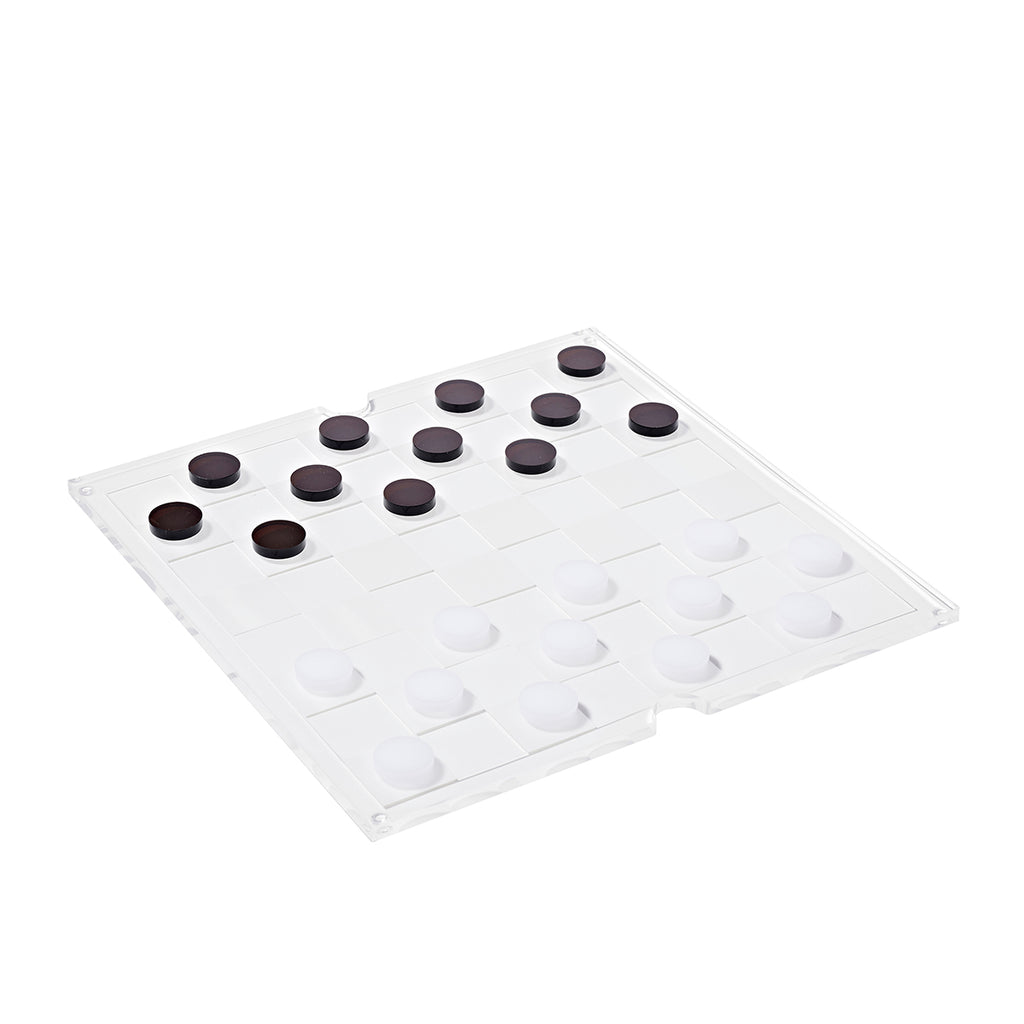 Juego de damas y ajedrez Crystal Lucite - Marrón y transparente