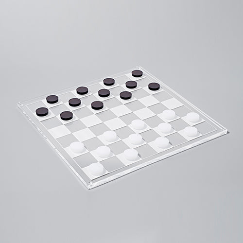 Juego de damas y ajedrez Crystal Lucite - Marrón y transparente