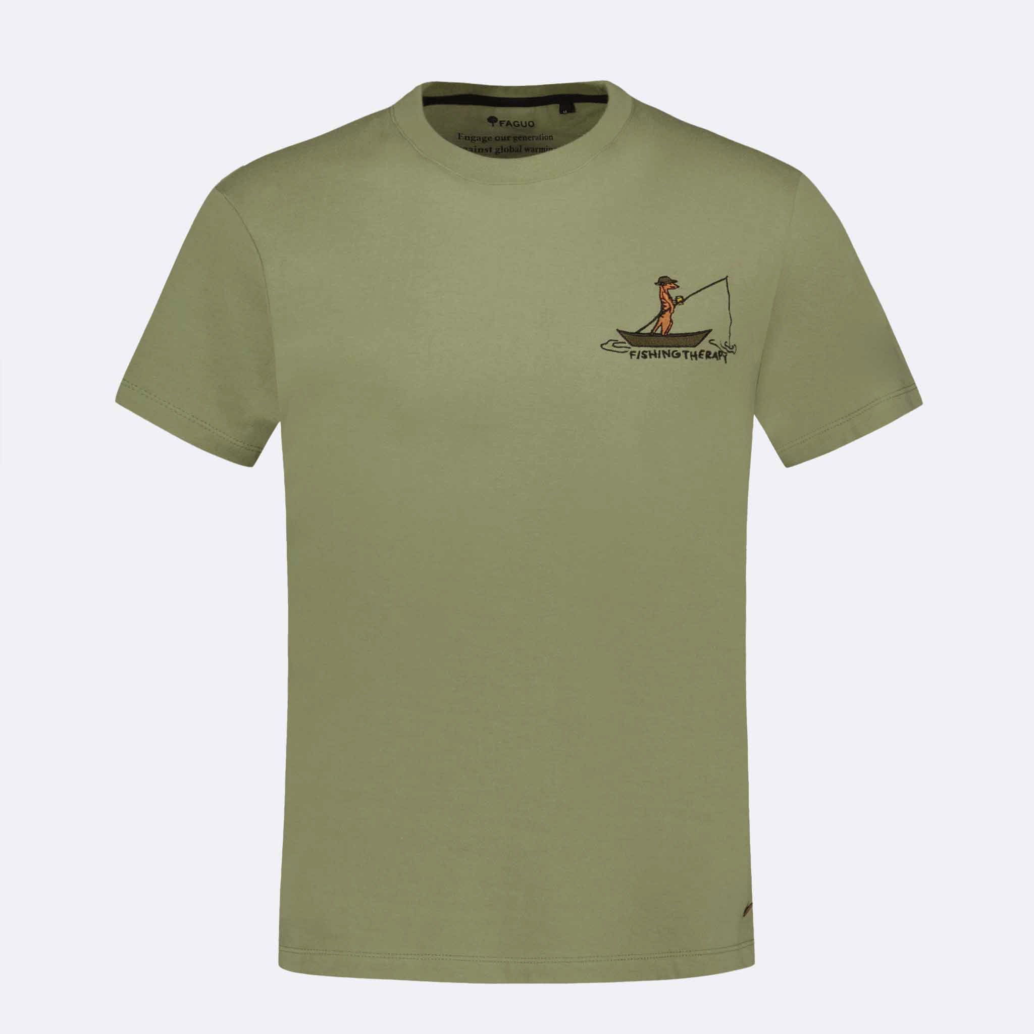 Olive Green Embroidery No Pressure T-Shirt Arcy - Men