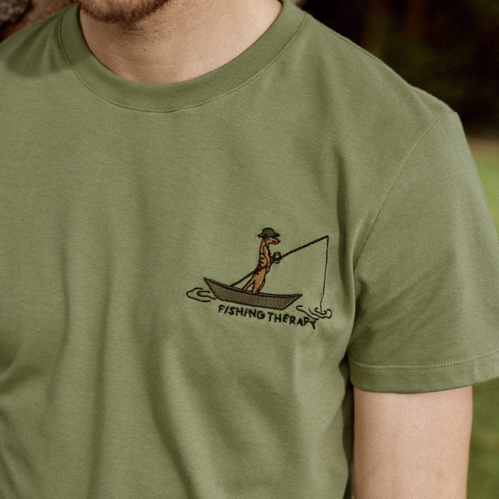 Olive Green Embroidery No Pressure T-Shirt Arcy - Men