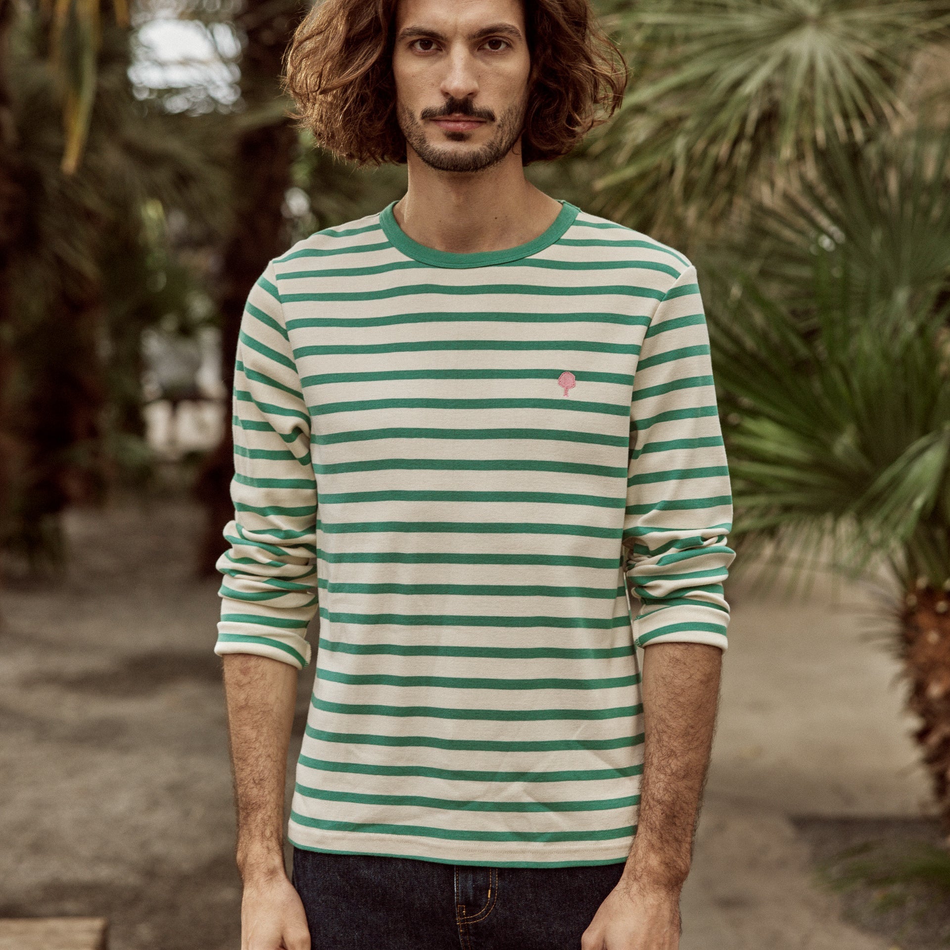 Ecru & Green Aubrac T-Shirt - Men