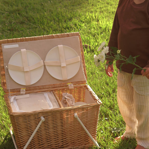 Large Insulated Picnic Basket - Natural