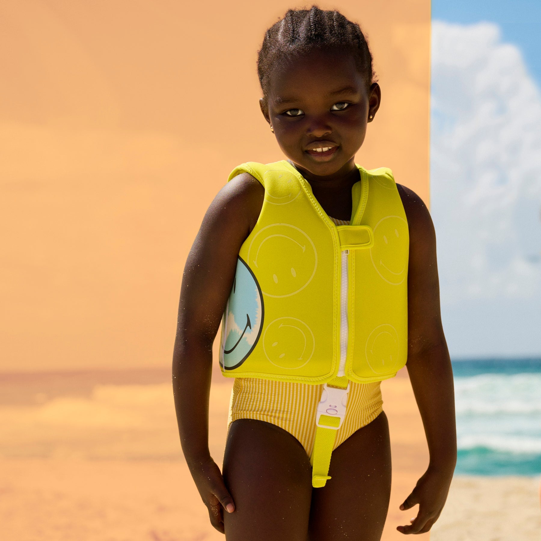 Gilet De Natation Smiley - Jaune