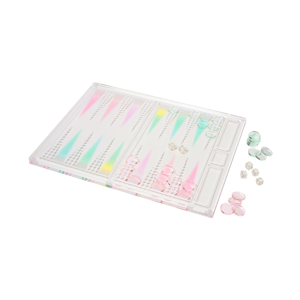 Lucite Crystal Backgammon Board - Multicolor
