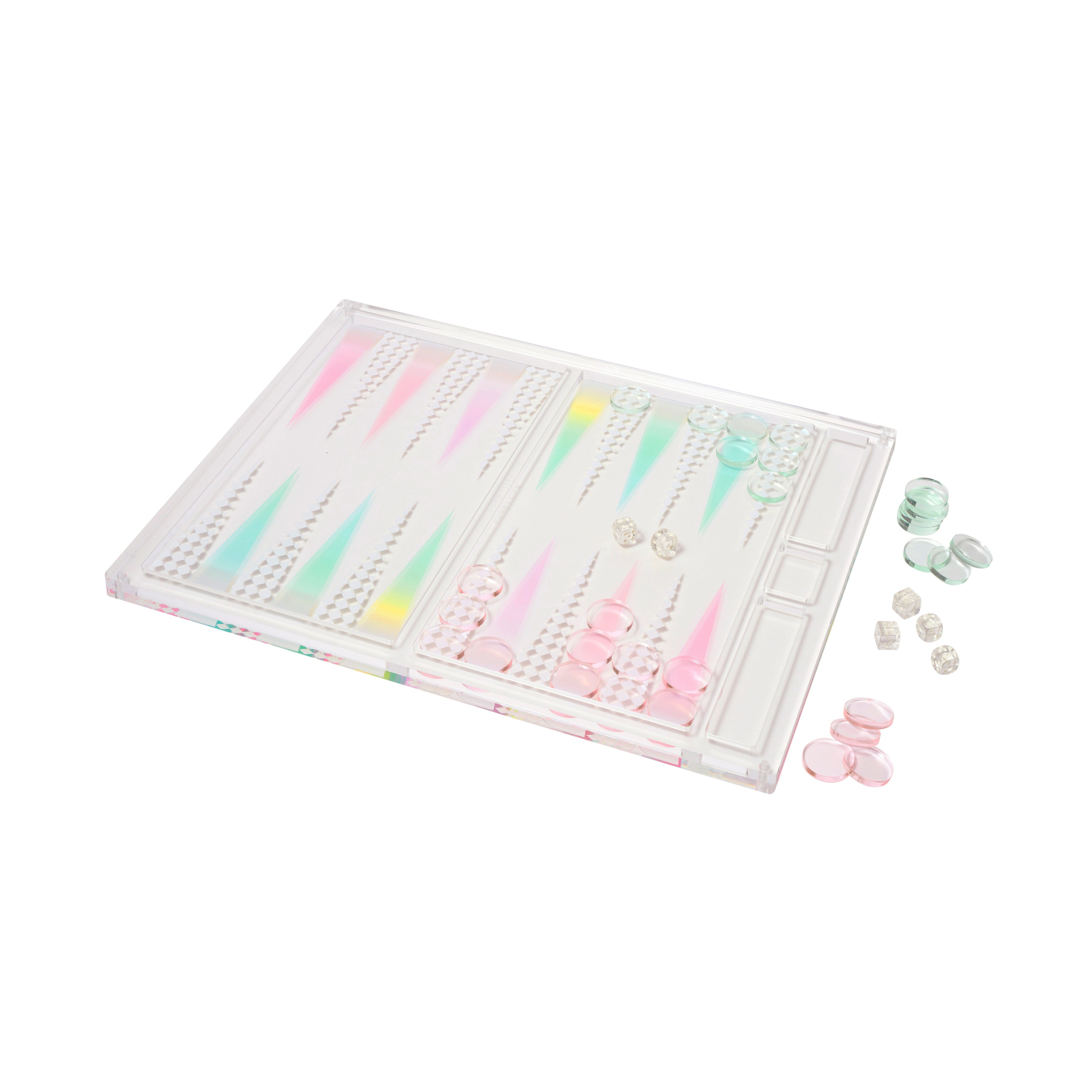 Lucite Crystal Backgammon Board - Multicolor