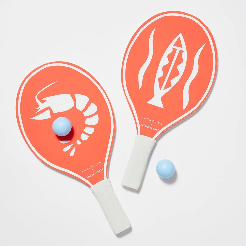 Set of 2 Rackets + Ball for Adults - Red and White Print
