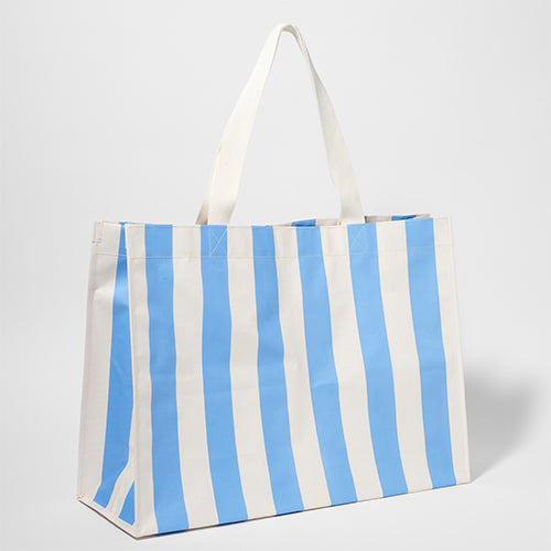 Bolso Tote De Playa - Azul Medio Crema