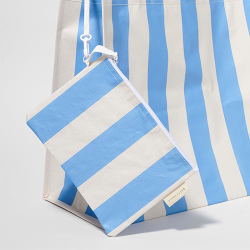 Bolso Tote De Playa - Azul Medio Crema