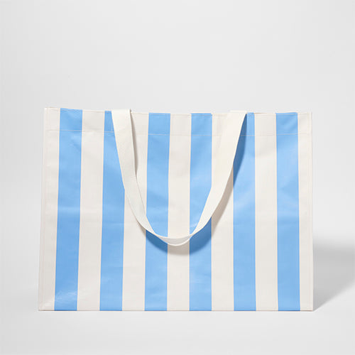 Bolso Tote De Playa - Azul Medio Crema