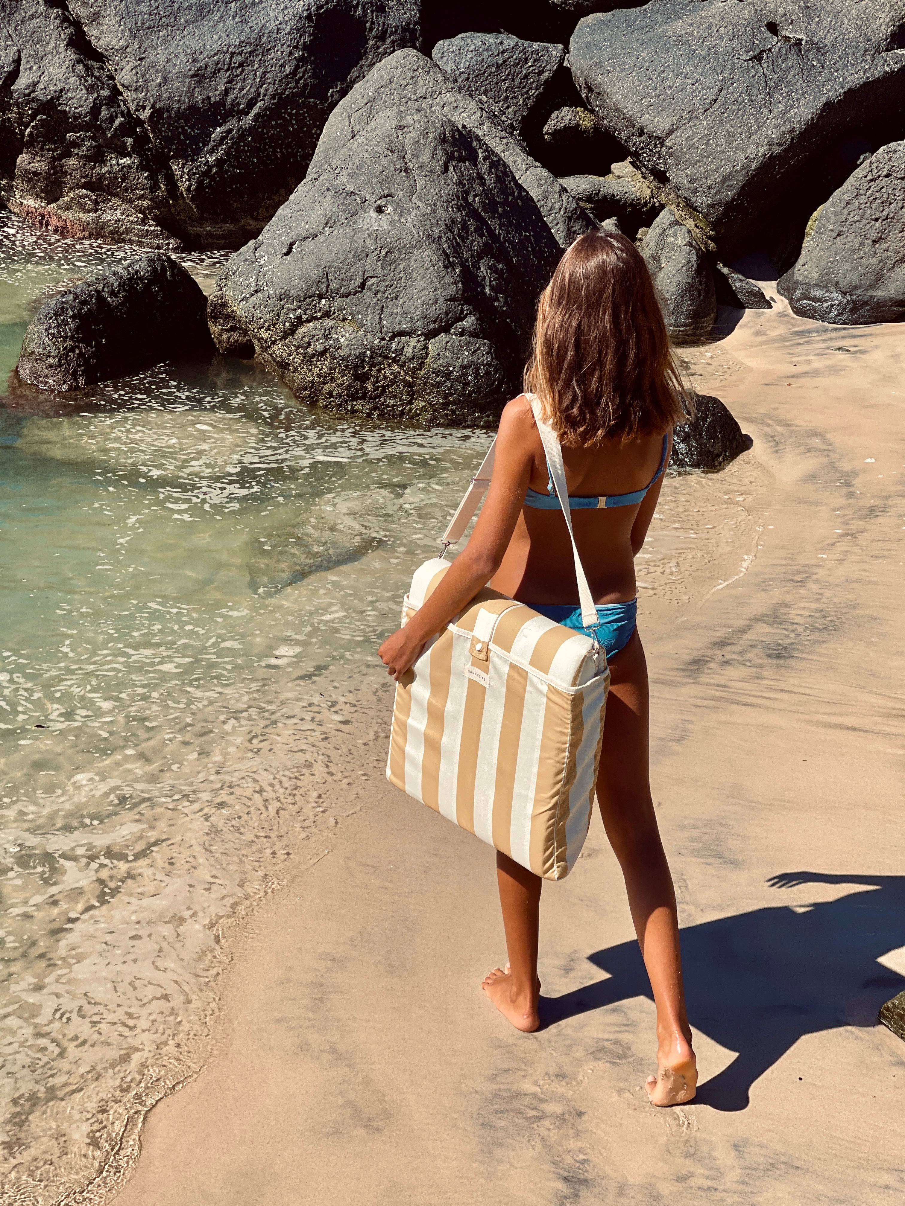 Chaise Longue Mango Bay - Rayures Moutarde Dorées