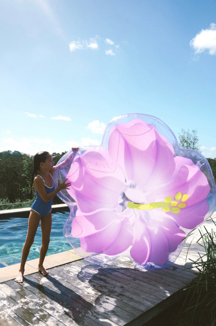 Boya inflable de lujo con flotador Hibiscus - Lila pastel