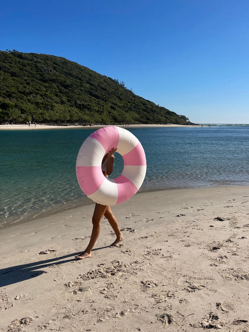 Anneau De Piscine Tube Bubblegum - Rayures Roses