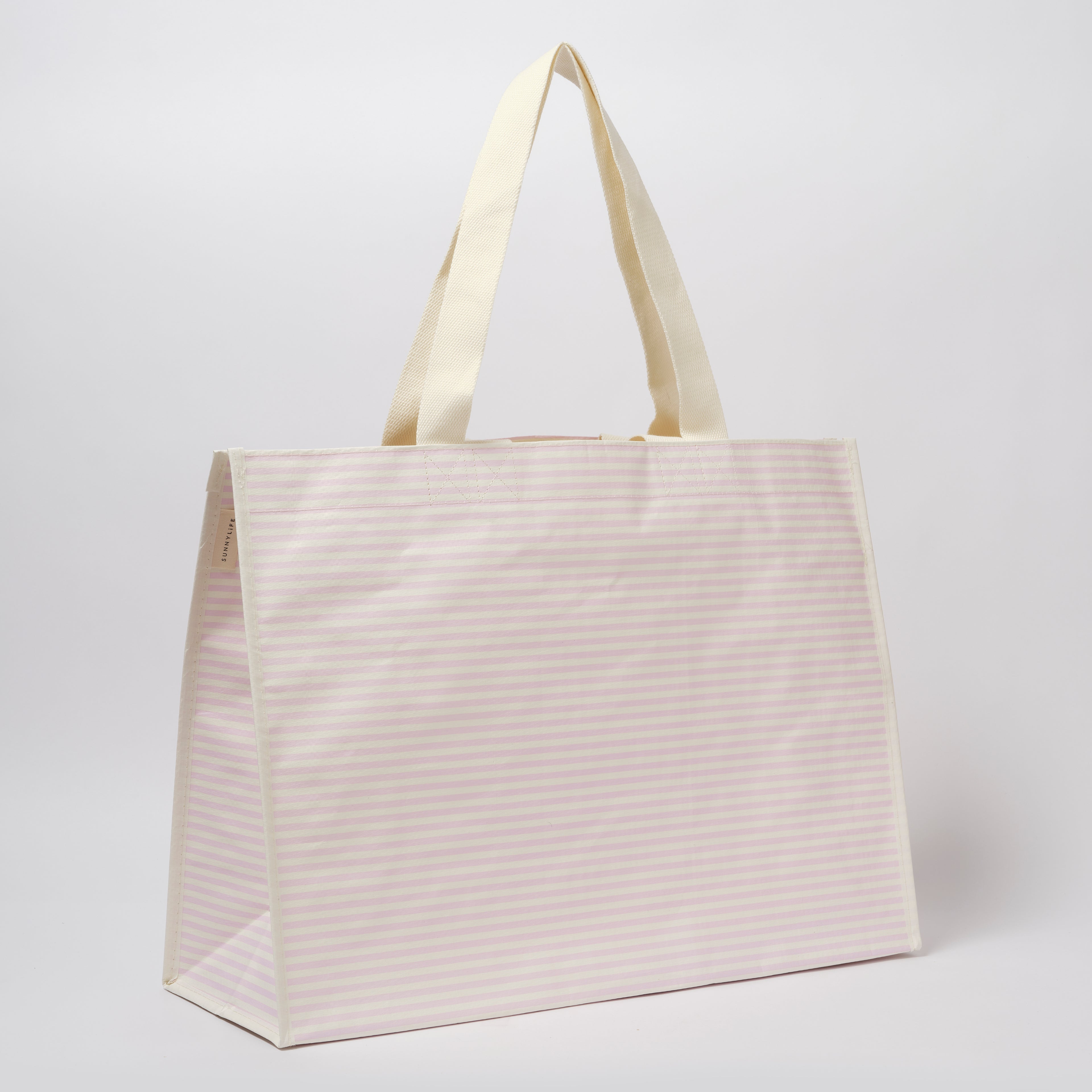 Bolso tote de playa Lazy Days - Rayas rosas