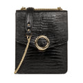Sac Trotteur A Rabat Avec Fermoir Muse Exotic - Noir Lézard