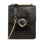 Sac Trotteur A Rabat Avec Fermoir Muse Exotic - Noir Lézard