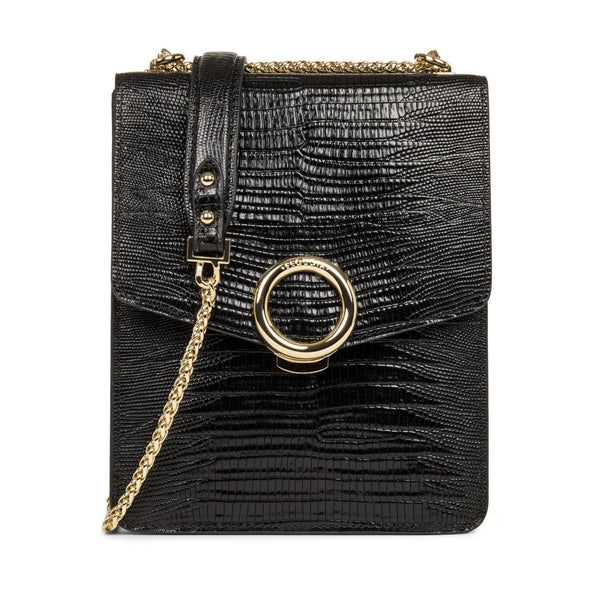 Sac Trotteur A Rabat Avec Fermoir Muse Exotic - Noir Lézard