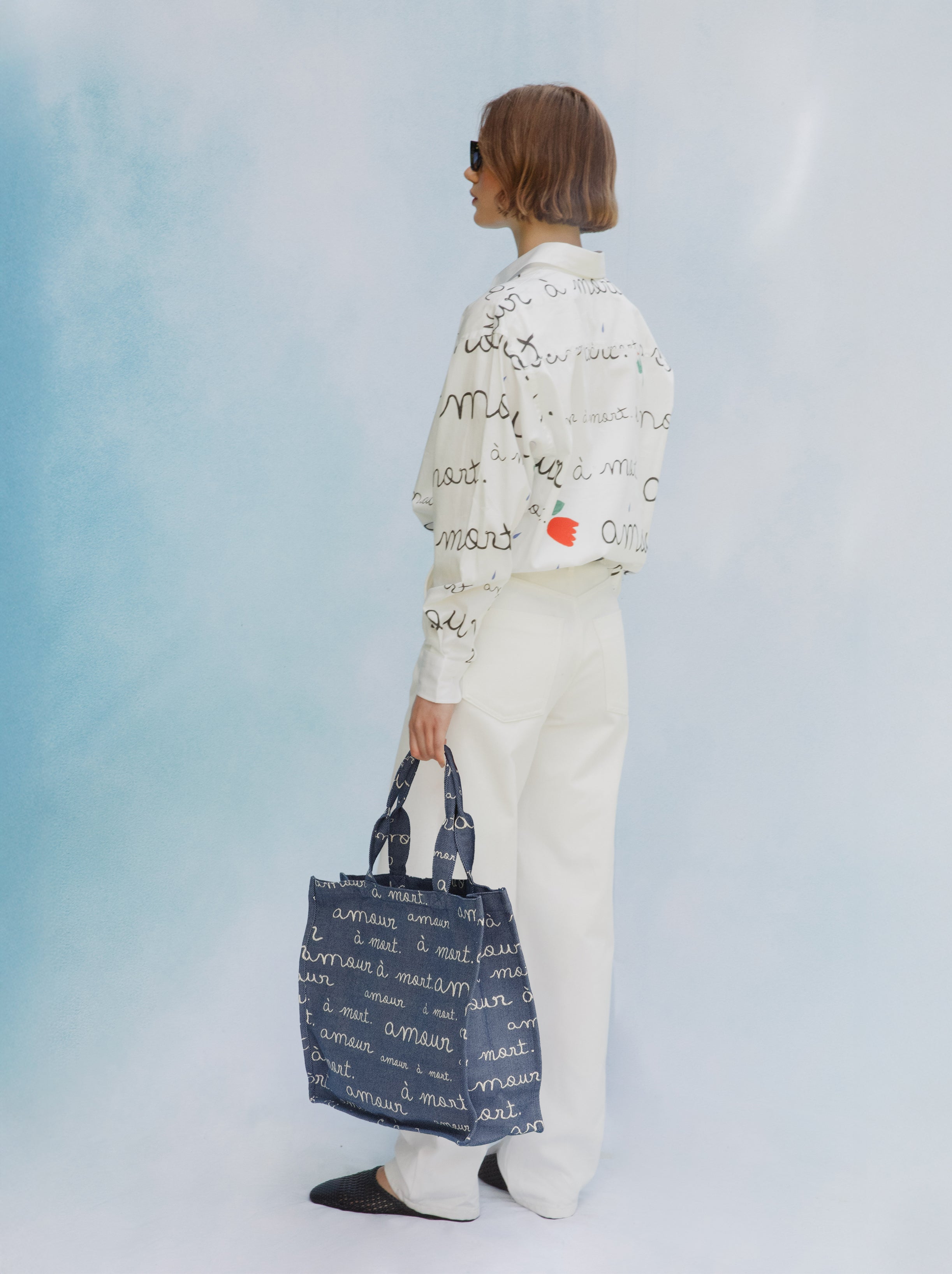 Bolso tote vaquero Amour de jacquard