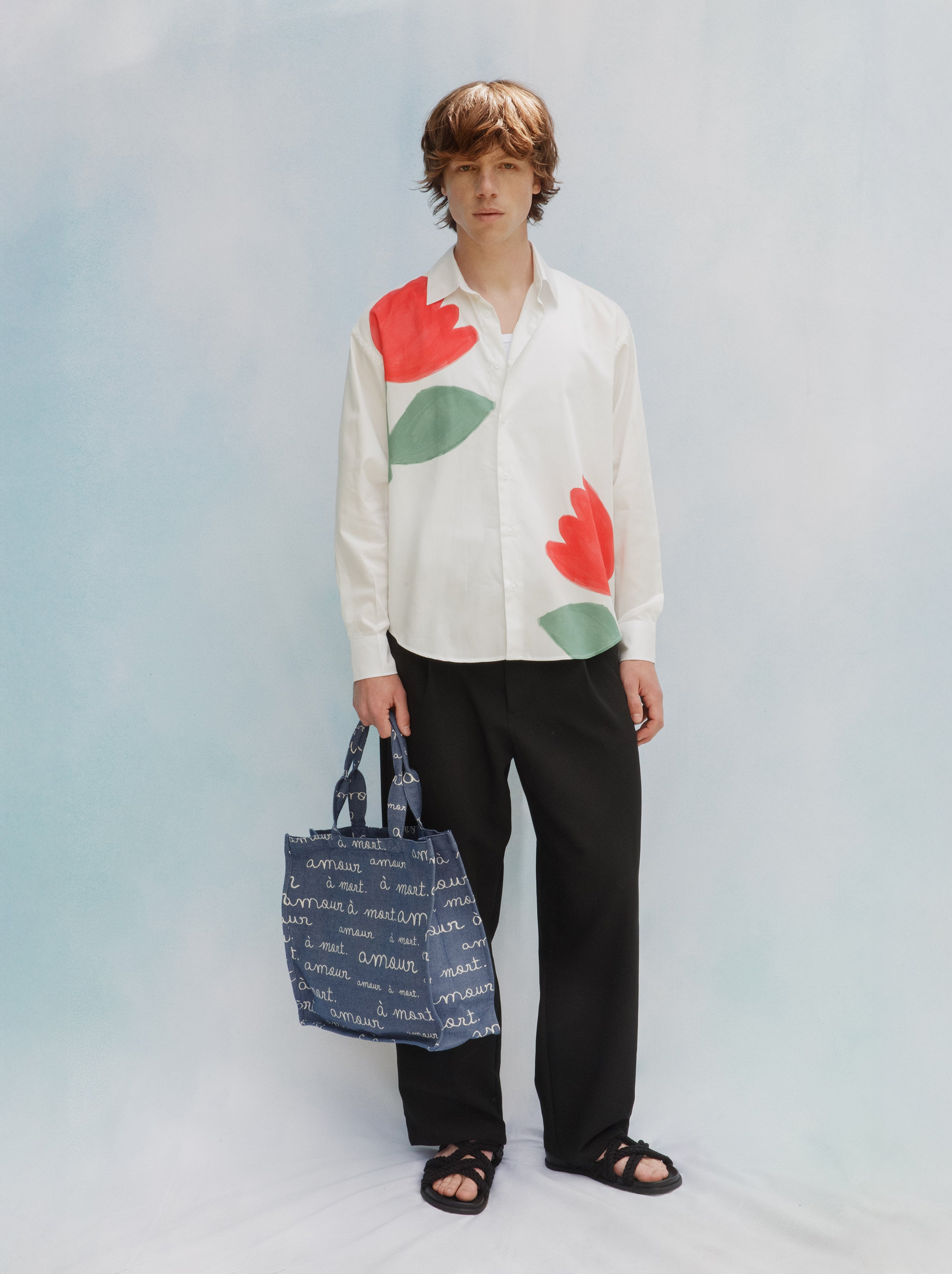 Bolso tote vaquero Amour de jacquard