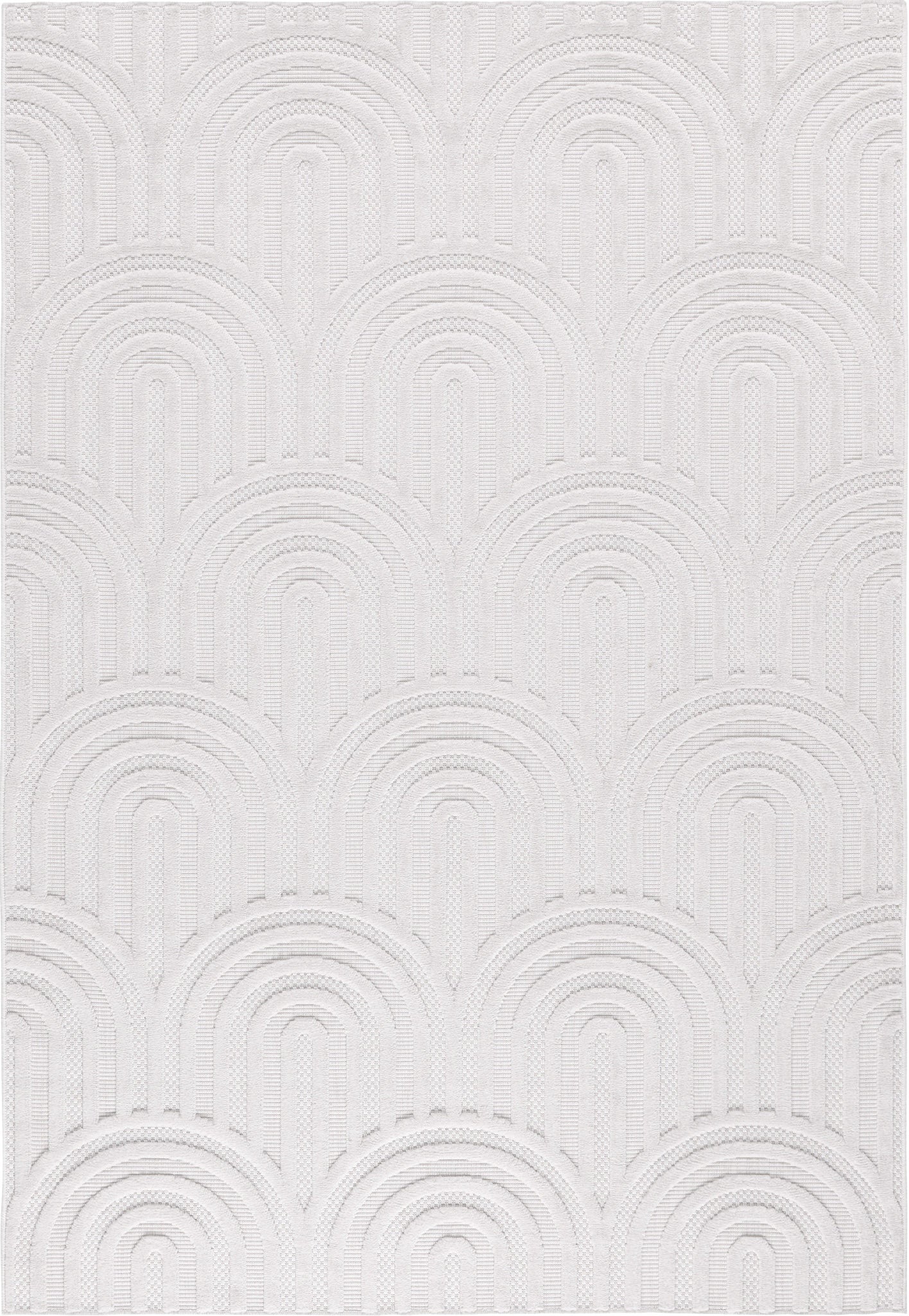 Alfombra interior y exterior con estampado de arcos Blanco: SAN985BLA Alfombras Nazar