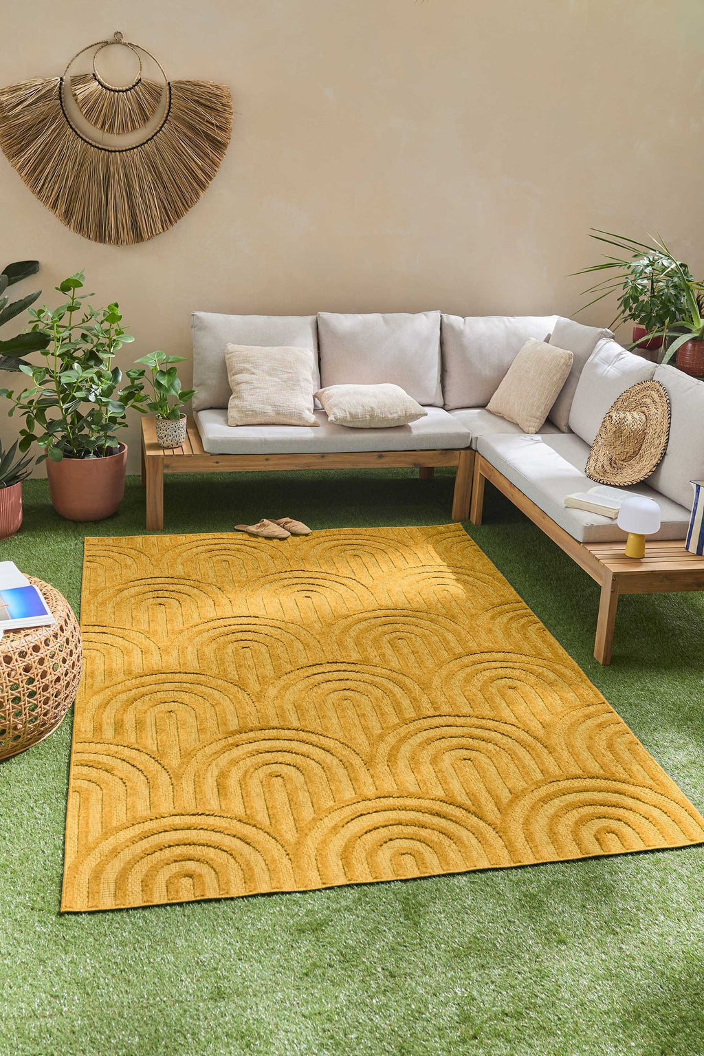 Santorini 985 Rug - Graphic Pattern - Yellow - Indoor / Outdoor