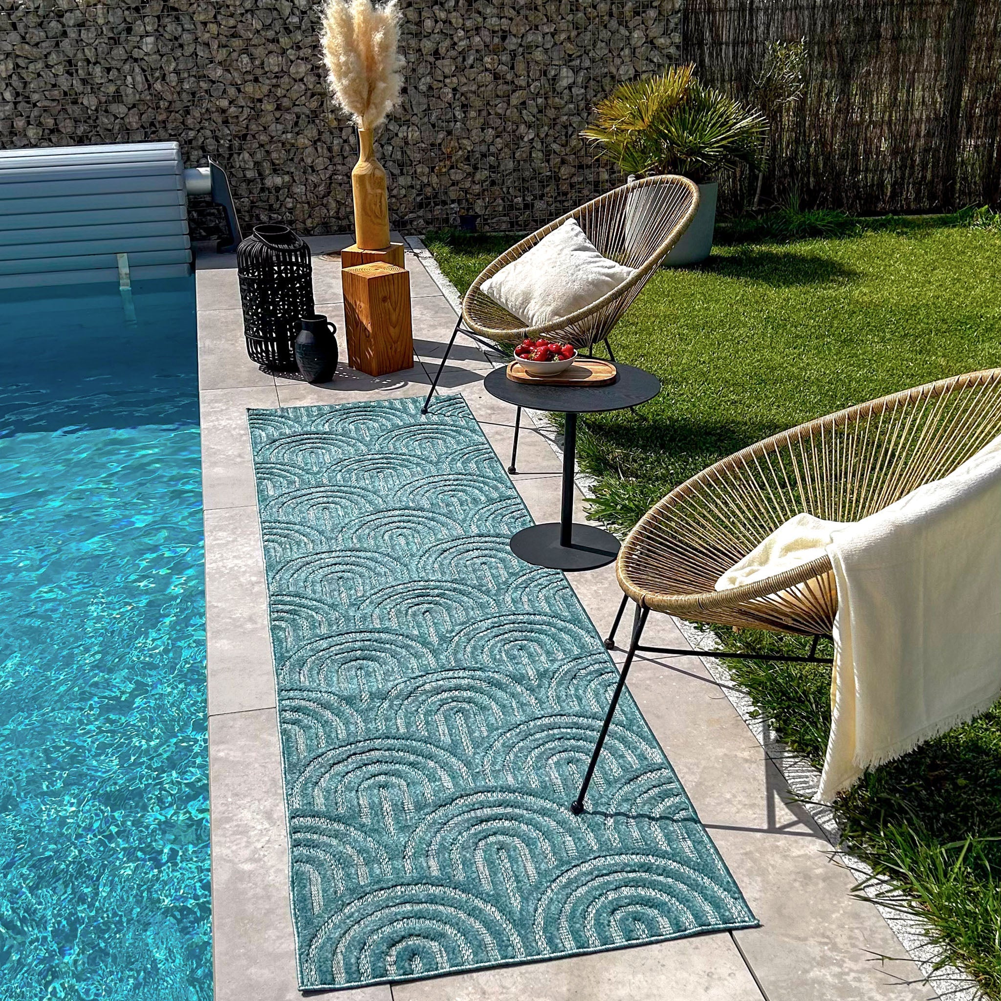 Alfombra interior y exterior SANTORINI 985 TURQUESA: SAN985TUR Alfombras Nazar