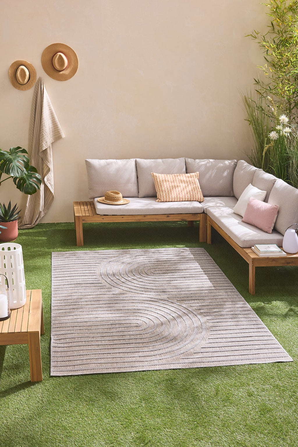 Alfombras de interior y exterior con motivos de arcos simétricos SANTORINI 986 GRIS: SAN986GRI Alfombras Nazar