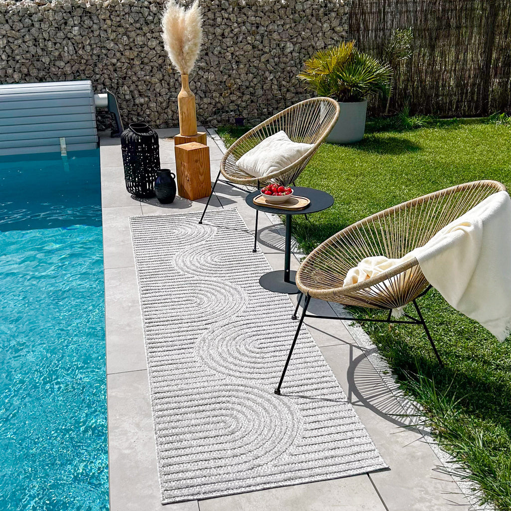 Alfombras de interior y exterior con motivos de arcos simétricos SANTORINI 986 GRIS: SAN986GRI Alfombras Nazar