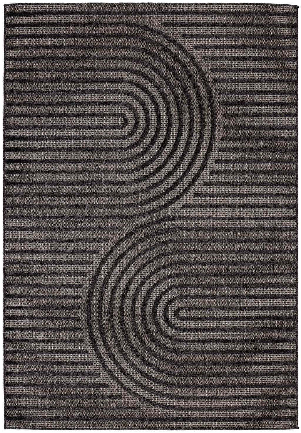 Santorini 986 Rug - Graphic Pattern - Black - Indoor / Outdoor