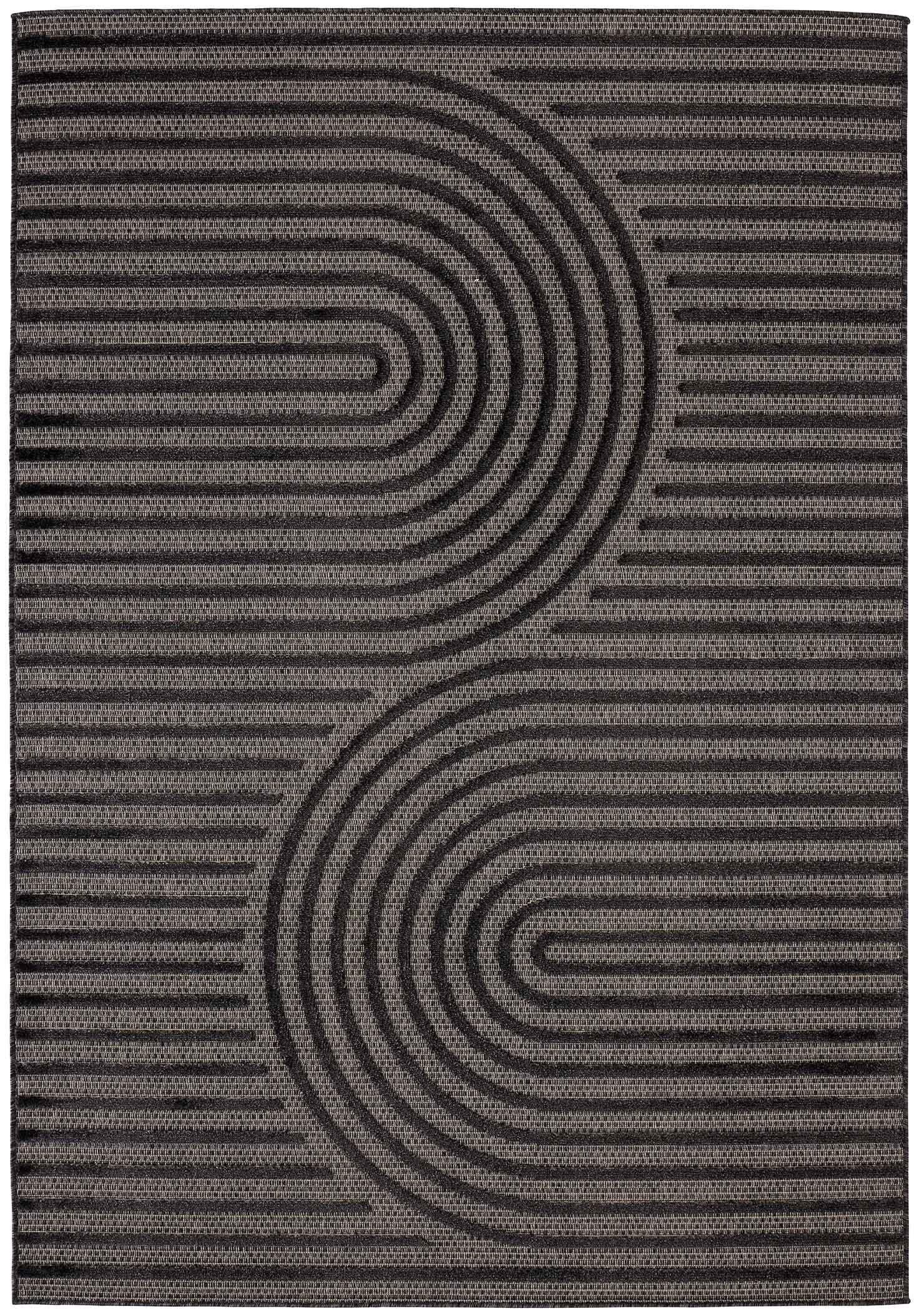 Santorini 986 Rug - Graphic Pattern - Black - Indoor / Outdoor