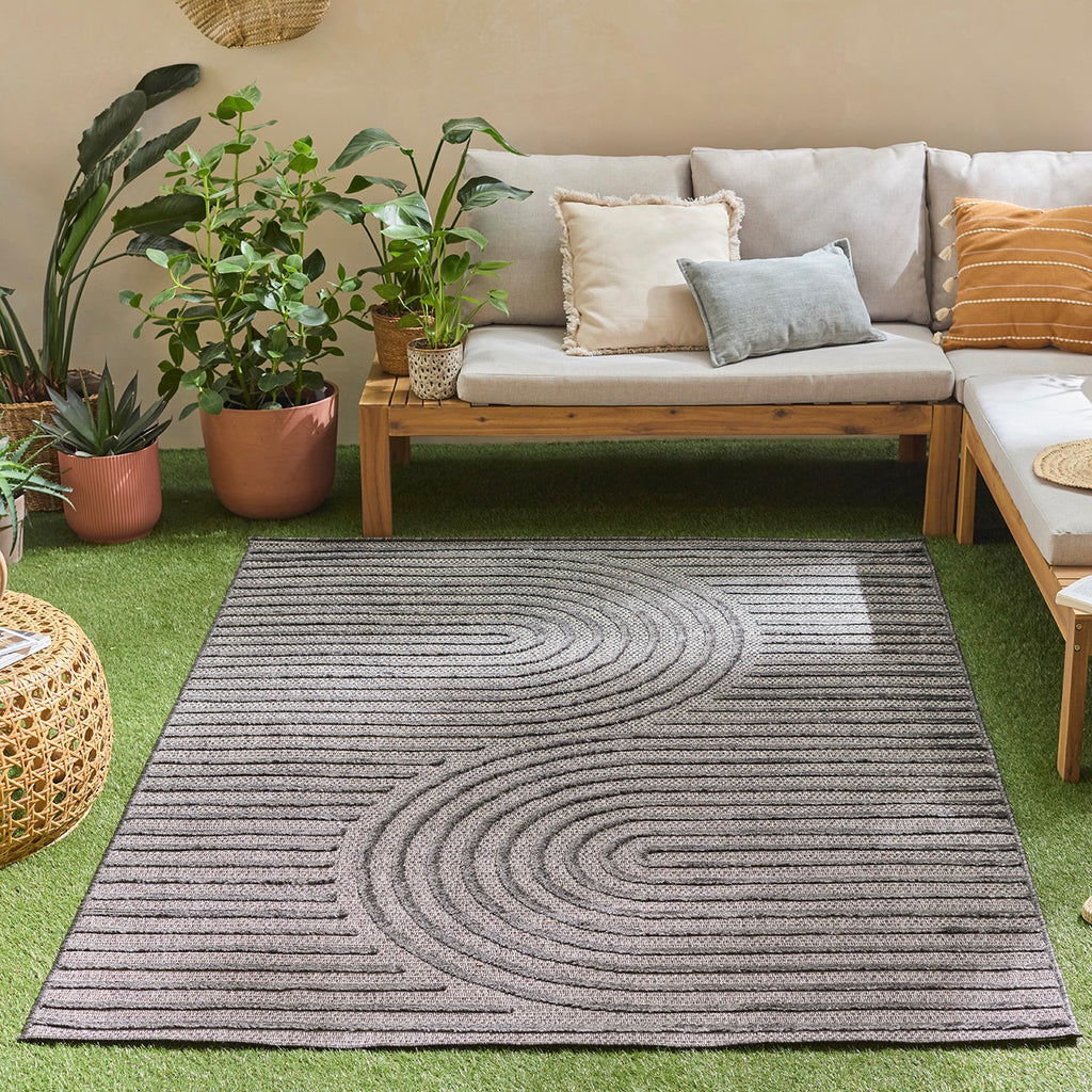 Santorini 986 Rug - Graphic Pattern - Black - Indoor / Outdoor