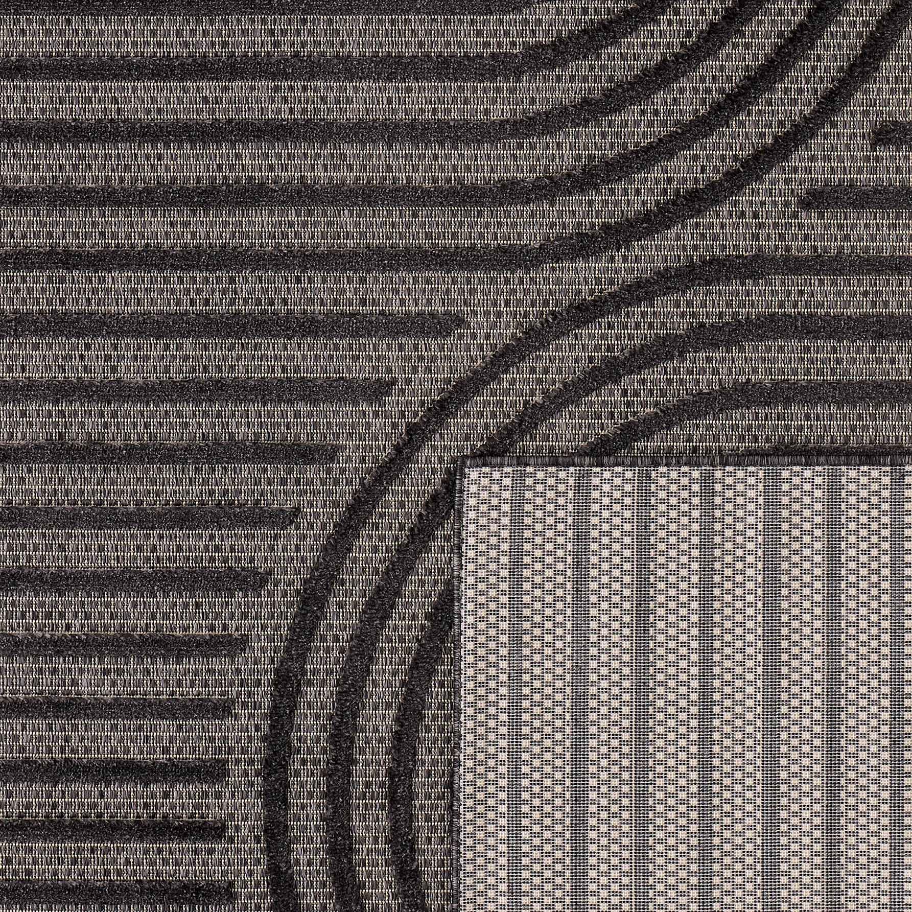 Santorini 986 Rug - Graphic Pattern - Black - Indoor / Outdoor