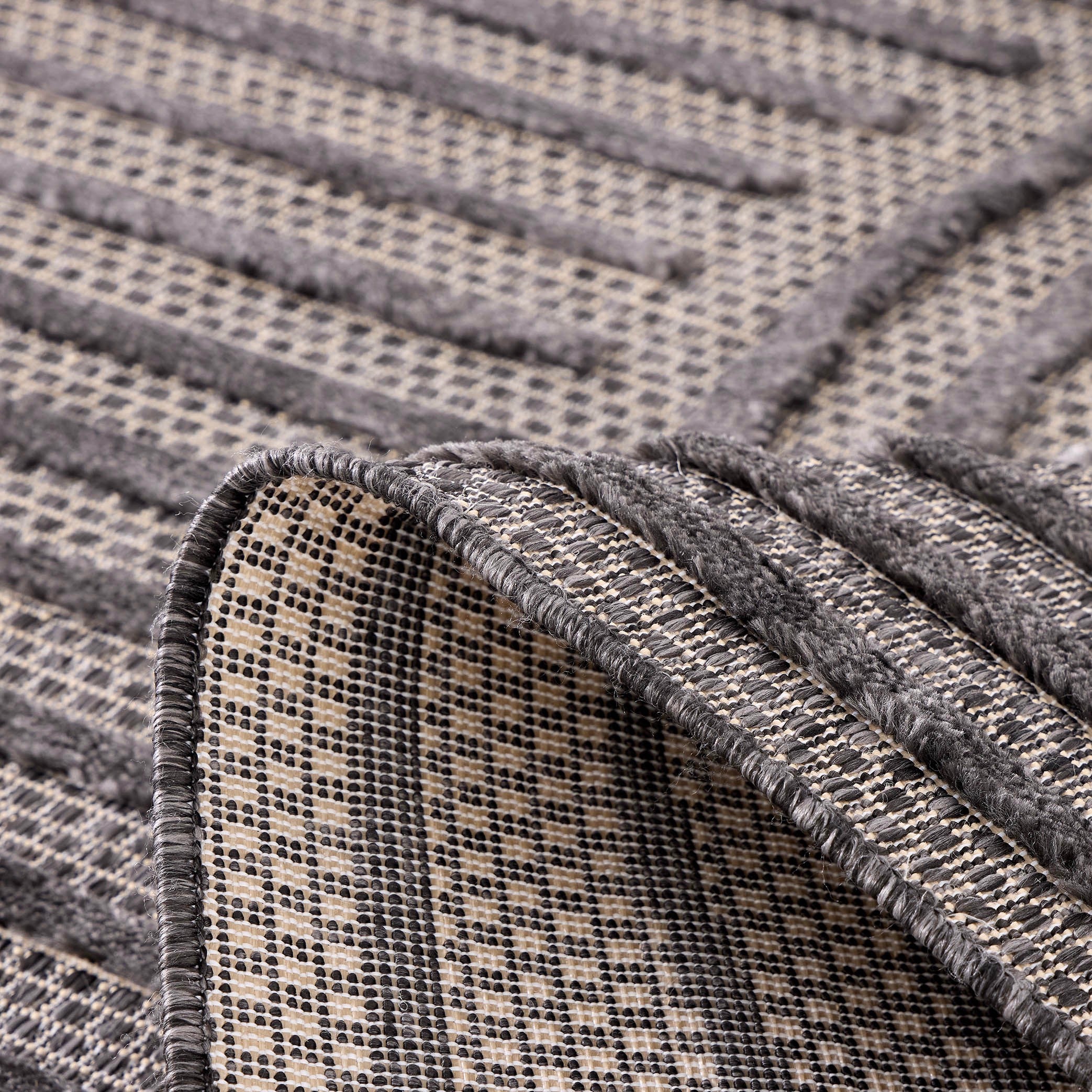Santorini 986 Rug - Graphic Pattern - Black - Indoor / Outdoor