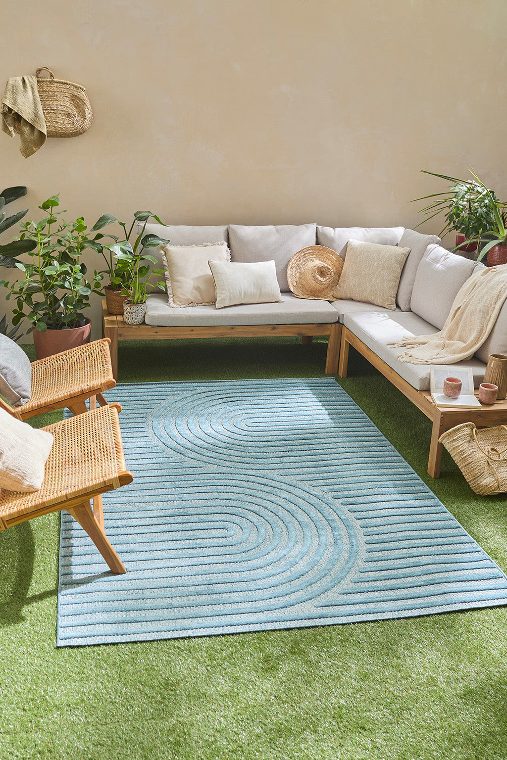 Alfombras de interior y exterior con motivos de arcos simétricos SANTORINI 986 TURQUESA: SAN986TUR Alfombras Nazar
