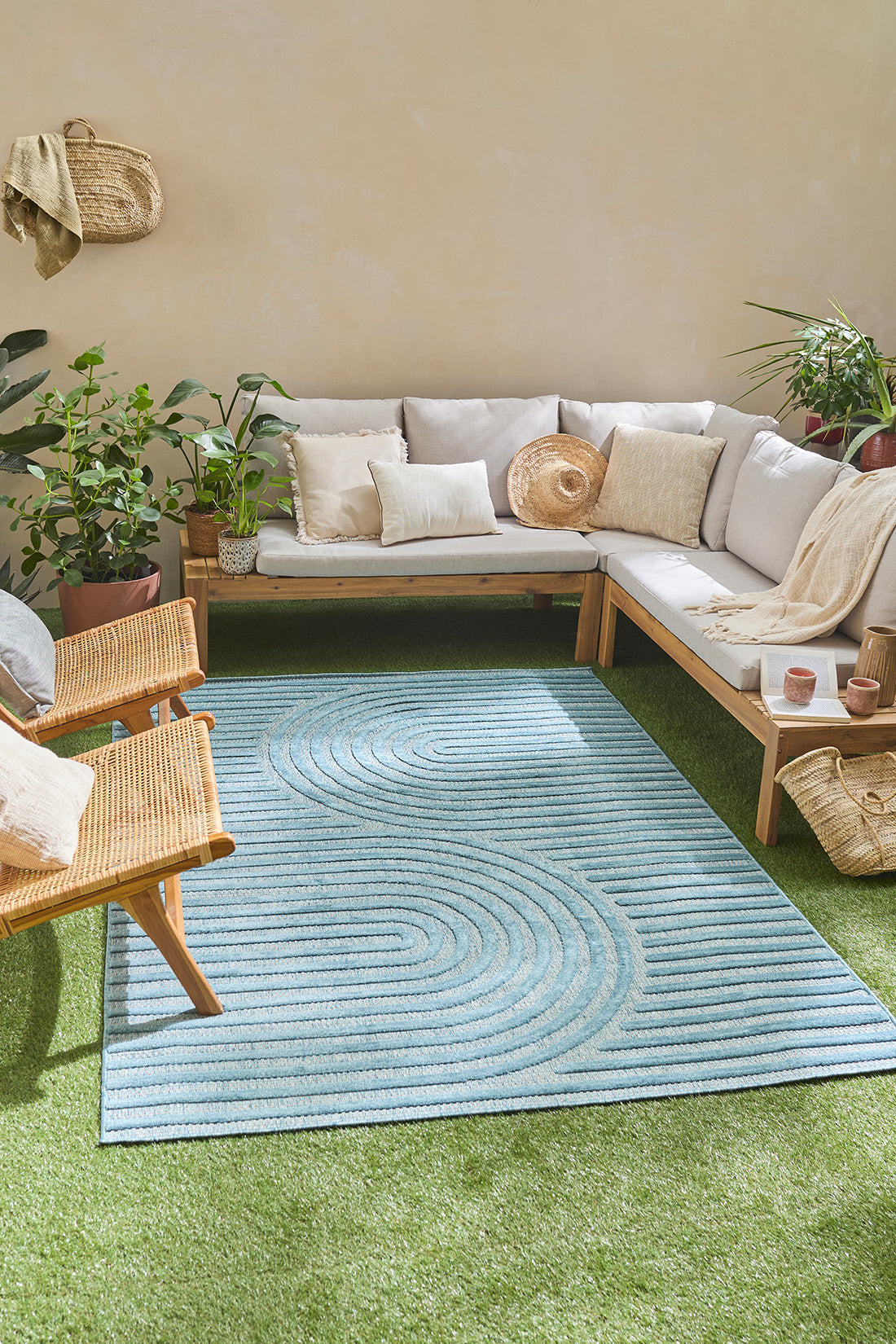 Alfombras de interior y exterior con motivos de arcos simétricos SANTORINI 986 TURQUESA: SAN986TUR Alfombras Nazar