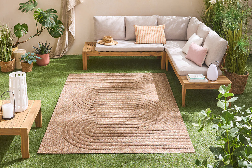 Indoor and outdoor rug with wave patterns SANTORINI Beige: SAN987BEI Nazar rugs